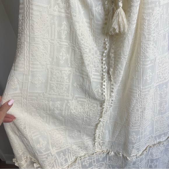 Red Carter Amalia Embroidered Ivory Midi Dress Sz L - Picture 9 of 13